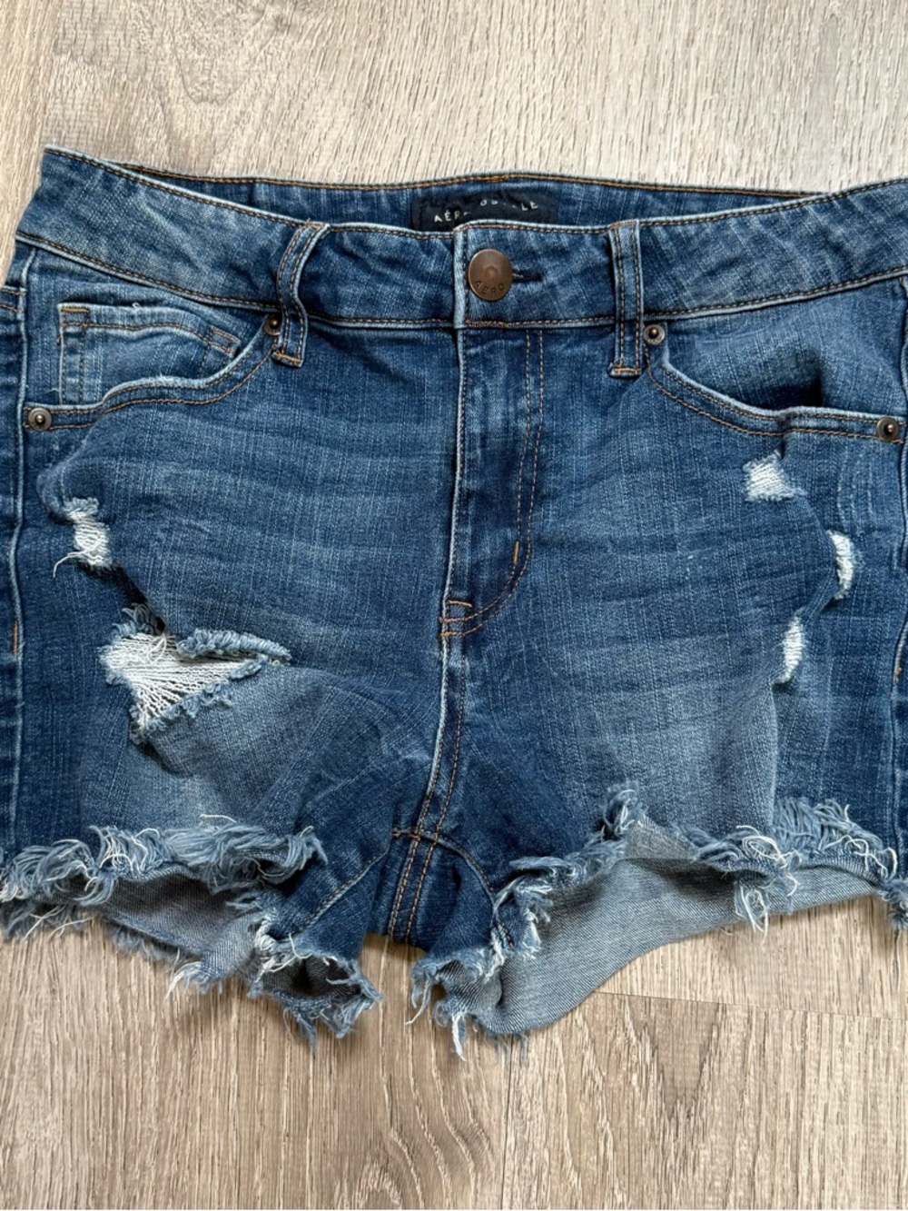 Aeropostale high waisted mini Distressed Denim Cutoff Shorts - Blue